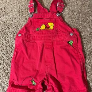 Disney Store Vintage Overalls Red Winnie The Pooh Frog Finders 18 Mo.